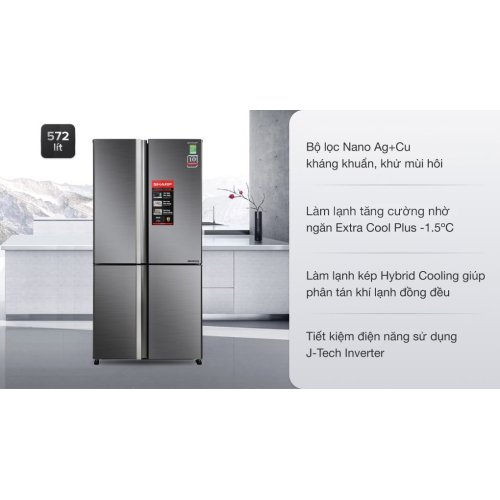 Tủ lạnh Sharp Inverter 572 lít Multi Door SJ-FX640V-SL 0