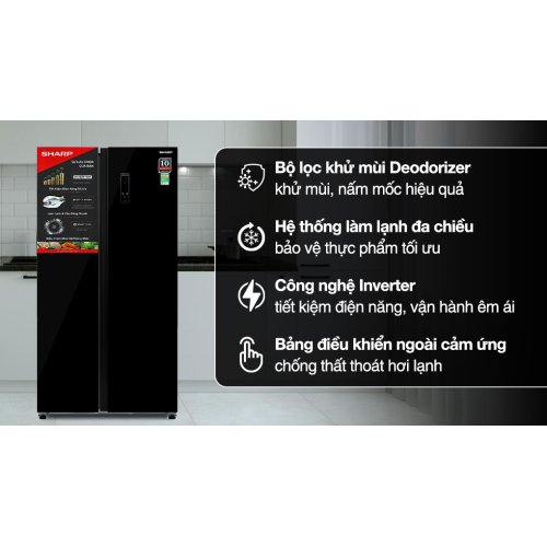 Tủ lạnh Sharp Inverter 532 lít Side By Side SJ-SBX530VG-BK 0