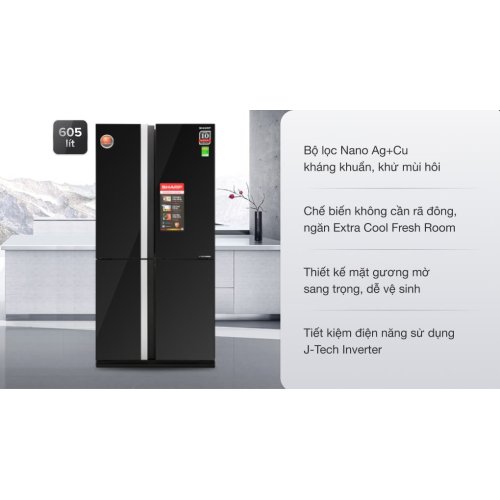 Tủ lạnh Sharp Inverter 605 lít Multi Door SJ-FX688VG-BK 0