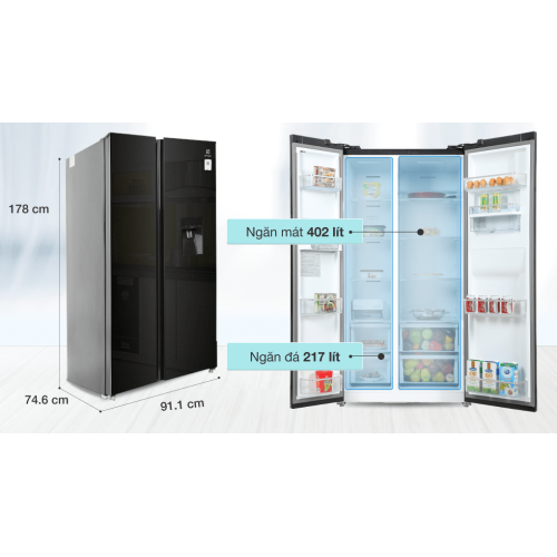 Tủ lạnh Electrolux Inverter 619 lít Side By Side ESE6645A-BVN 2