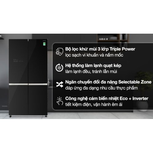 Tủ lạnh Hitachi Inverter 569 lít Multi Door R-WB640VGV0 GBK 0
