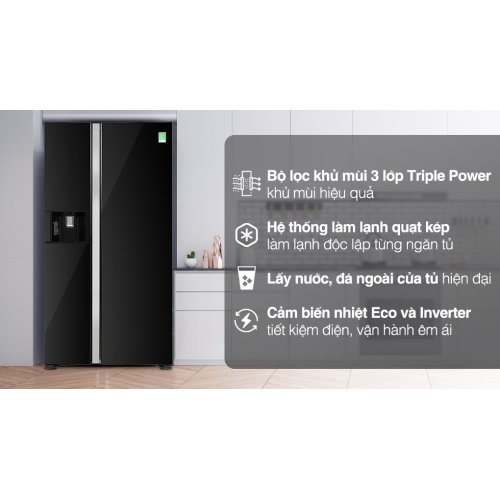 Tủ lạnh Hitachi Inverter 573 lít Side By Side R-SX800GPGV0 GBK 0