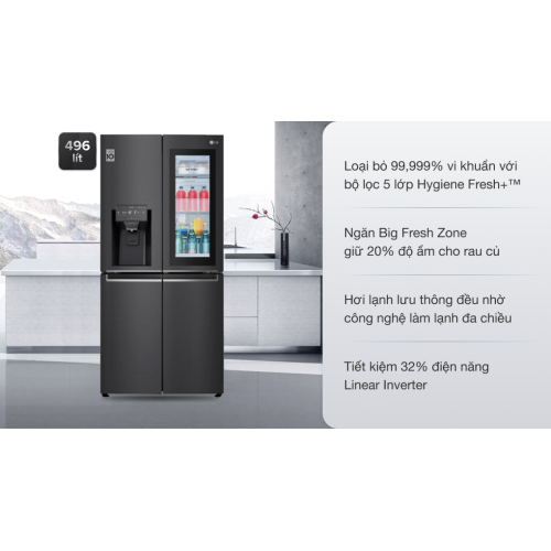 Tủ lạnh LG Inverter 496 lít Multi Door InstaView Door-in-Door GR-X22MB 0