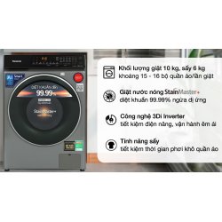 Máy giặt sấy Panasonic Inverter giặt 10 kg - sấy 6 kg NA-S106FC1LV 0