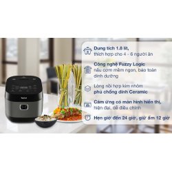 Nồi cơm điện tử Tefal 1.8 lít Delirice Plus RK776B68