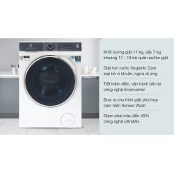 Máy giặt sấy Electrolux Inverter giặt 11 kg - sấy 7 kg EWW1142Q7WB