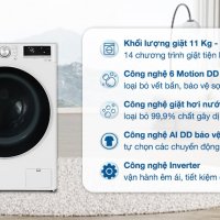 Máy giặt sấy LG AI DD Inverter giặt 11 kg - sấy 7 kg FV1411D4W