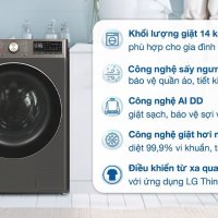 Máy giặt sấy LG AI DD Inverter giặt 14 kg - sấy 8 kg FV1414H3BA