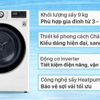 Máy sấy bơm nhiệt LG 9 kg DVHP09W