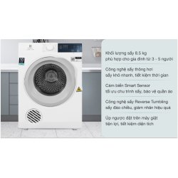 Máy sấy thông hơi Electrolux UltimateCare 8.5 kg EDV854J3WB 0