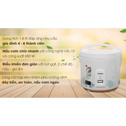 Nồi cơm nắp gài Toshiba 1.8 lít RC-18JH2PV(B) 0
