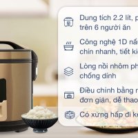 Nồi cơm nắp gài Mutosi 2.2 lít MR-36PB