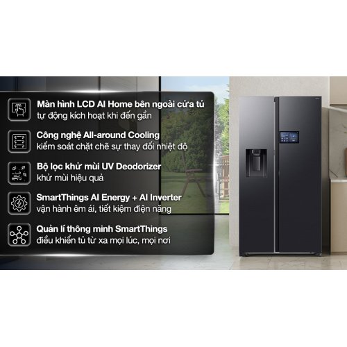 Tủ lạnh Samsung Inverter 615 lít Side By Side AI Home RS90F65D2FSV 0