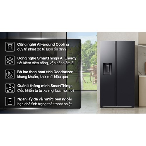 Tủ lạnh Samsung Inverter 635 lít Side By Side RS70F65K2FSV 0