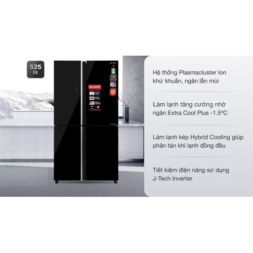 Tủ lạnh Sharp Inverter 525 lít Multi Door SJ-FXP600VG-BK 0