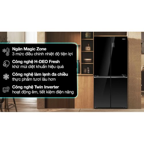 Tủ lạnh Aqua Inverter 660 lít Multi Door AQR-M727XA(GB)U1 0