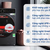 Máy giặt sấy Toshiba Inverter giặt 10.5 kg - sấy 7 kg TWD-T25BZU115MWV(MG)