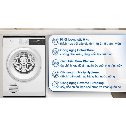 Máy sấy thông hơi Electrolux UltimateCare 9 kg EDV904H3WC 0