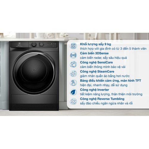 Máy sấy bơm nhiệt Electrolux UltimateCare 9 kg EDH902R9SC 0