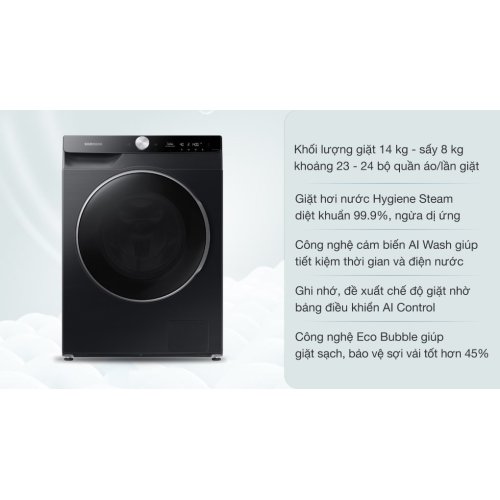 Samsung Inverter Giặt 14 Kg - Sấy 8 Kg WD14TP44DSB/SV 0