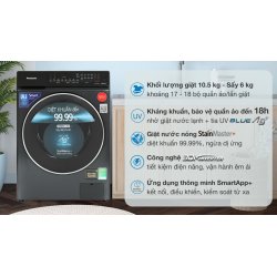 Máy giặt sấy Panasonic Inverter giặt 10.5 kg - sấy 6 kg NA-S056FR1BV 0