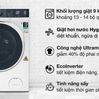 Máy giặt sấy Electrolux Inverter giặt 9 kg - sấy 6 kg EWW9024P5WB