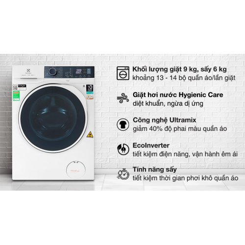 Máy giặt sấy Electrolux Inverter giặt 9 kg - sấy 6 kg EWW9024P5WB 0