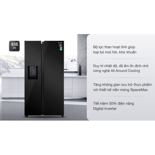 Tủ lạnh Samsung Inverter 635 lít Side By Side RS64R53012C/SV 0