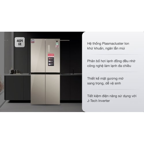 Tủ lạnh Sharp Inverter 401 lít Multi Door SJ-FXP480VG-CH 0
